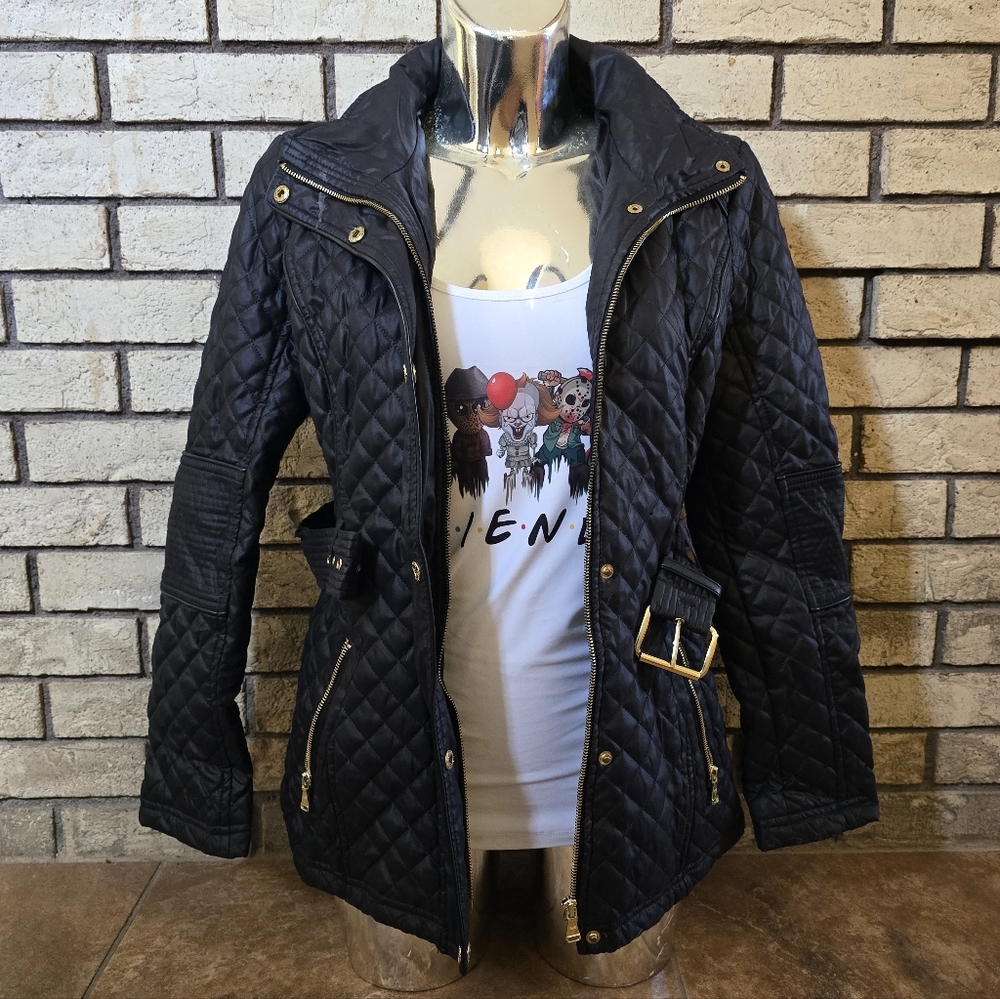 Black Detailed | GUESS | Puffer Zip Up w/Belt